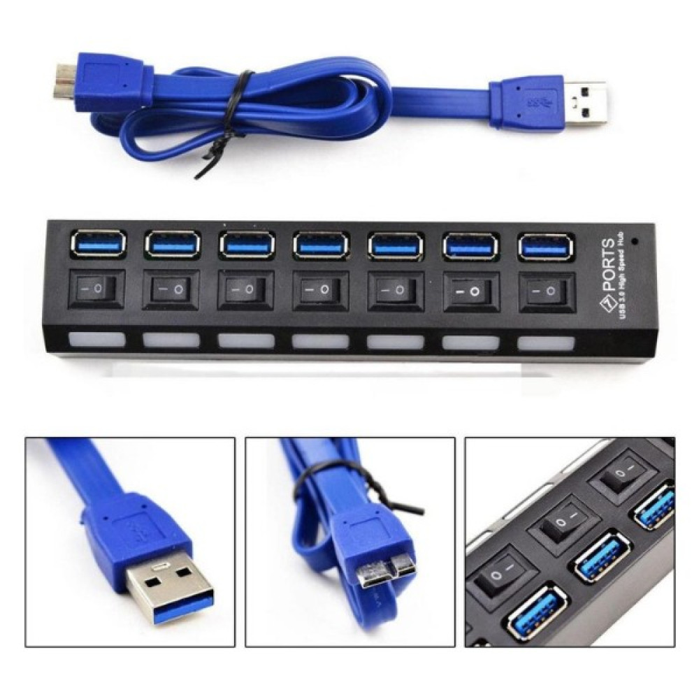Tmgo Technology 7 Portlu On/off Anahtarlı LED Işıklı USB 3.0 Çoklayıcı Çoğaltıcı Seri & Paralel Kablo Fiyatı