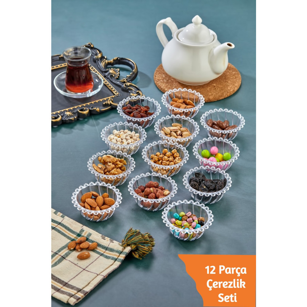 TMOGG 12 Kişilik 12 Parça Boncuk Çerezlik Şekerlik Reçellik Set - Boncuk Çerezlik Set Kase Fiyatı
