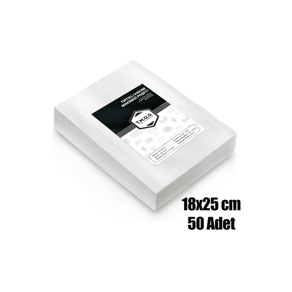 T.M.Q.G 18x25 Cm - 50 Adet Tırtıklı Vakum Makinesi Poşeti Ev Tipi Buzdolabı Poşeti Fiyatı
