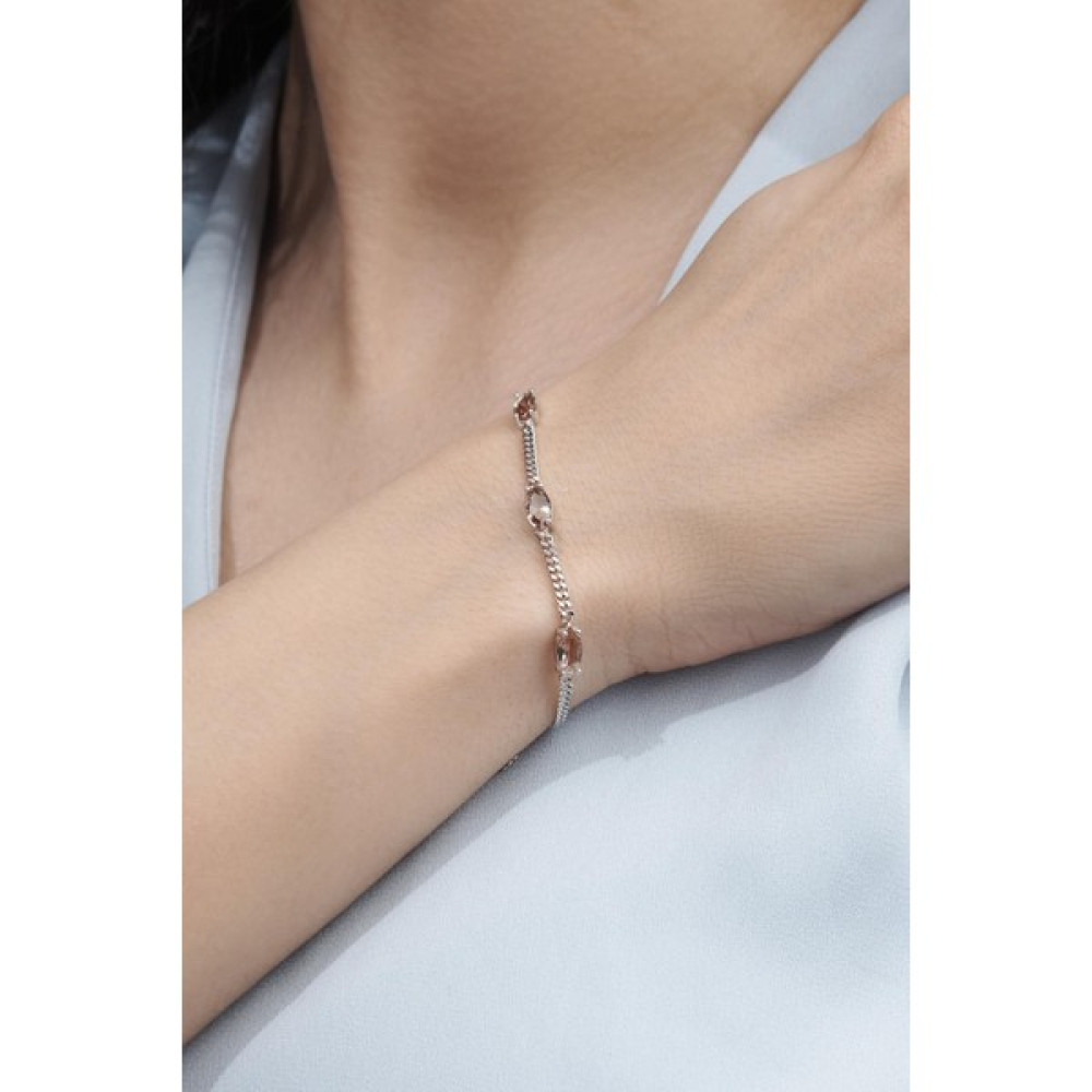 TMT Silver Gümüş Zultanit Taşlı Mekik Model Gurmet Zincirli Bileklik - 17+3 cm - Yeşil - Pembe Saat ve Bileklik Aksesuarı Fiyatı