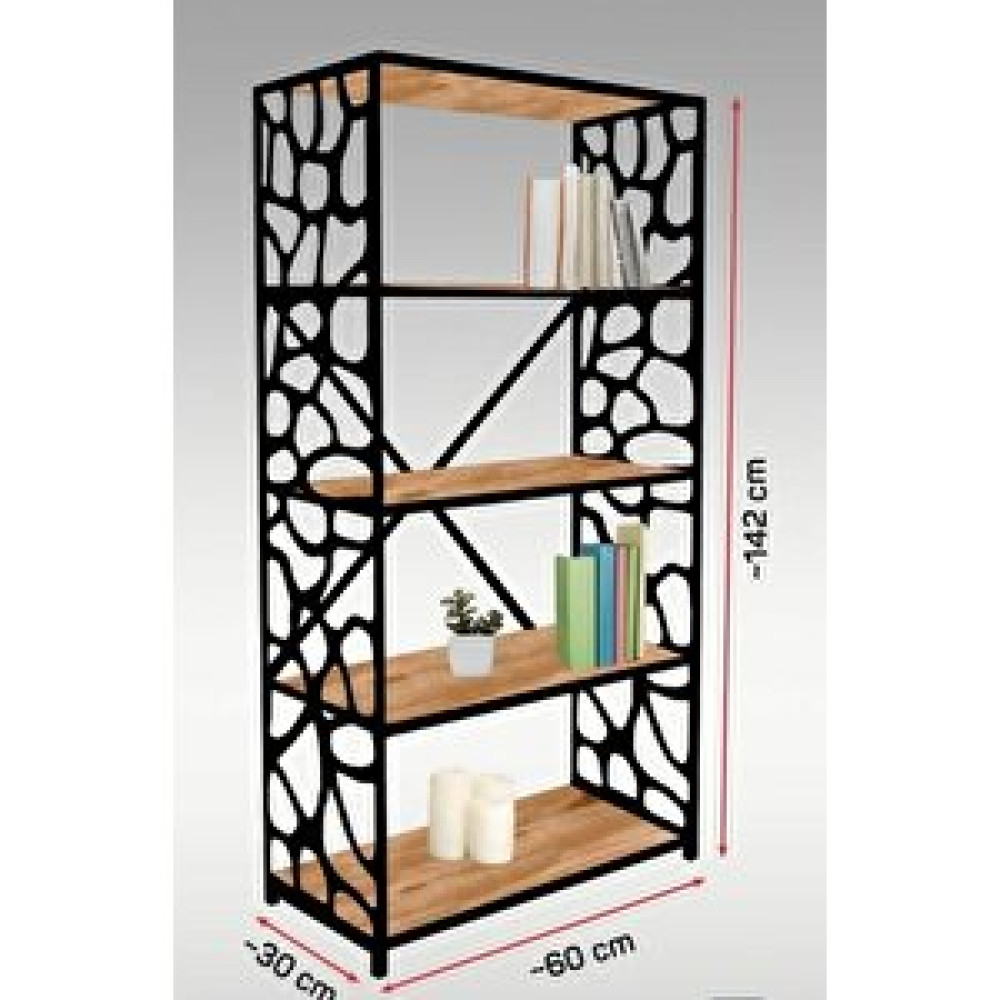 Tmytedarikyapı Akbük Saç Desenli̇ 5 Rafli Ki̇taplik 142*60*30 (Ceviz) Kitaplık Fiyatı