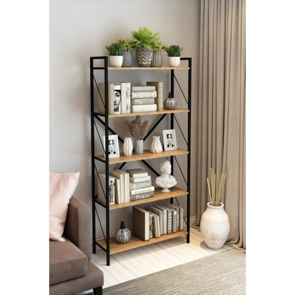 tmytedarikyapı Yelken 5 Raflı Metal Kitaplık 180*90*34( Ceviz ) Kitaplık Fiyatı
