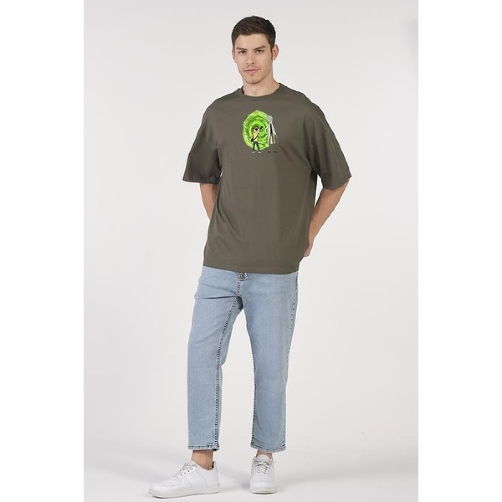 To Cosmos Oversize T-Shirt Rick And Morty Haki Erkek T-shirt Fiyatı
