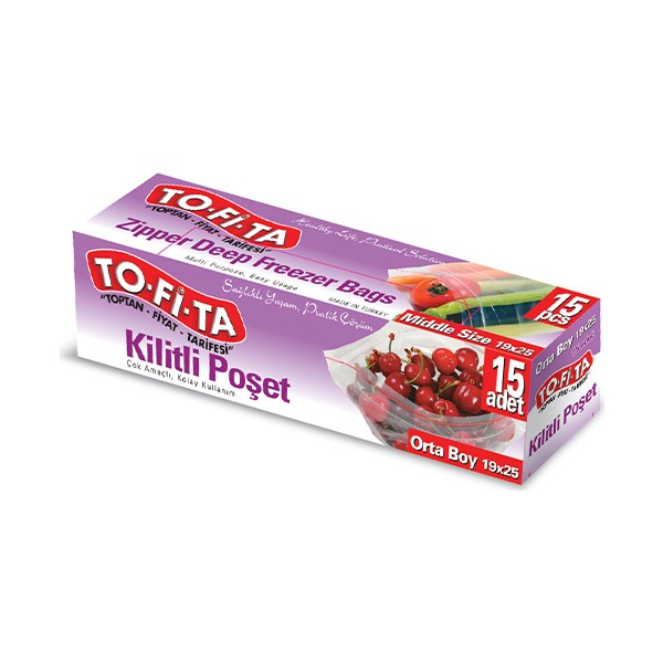 To-Fi-Ta Orta Boy Kilitli Poşet 15'li 19X25 cm Buzdolabı Poşeti Fiyatı