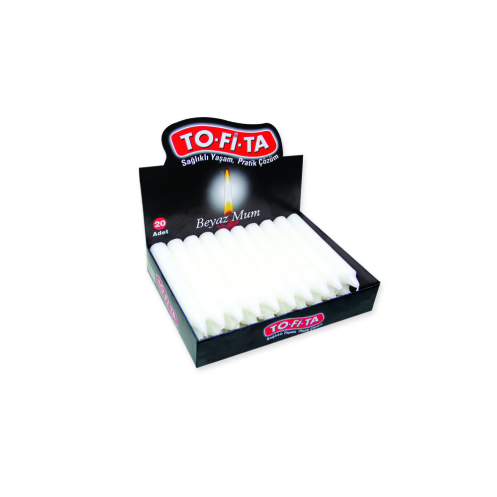 TO-Fİ-TA toptanfiyattarifesi Beyaz Kalın Ekonomik Paket 1 Mum 14 cm 20li Dekoratif Mum Fiyatı