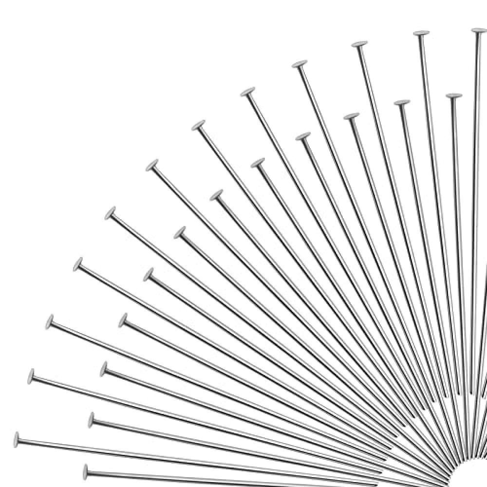 TOAOB 200pcs Head Pins 2 Inch Silver 22 Gauge Brass Wire Flat Head Pins Jewelry Findings for DIY Crafts Necklaces Bracelets Earrings Making