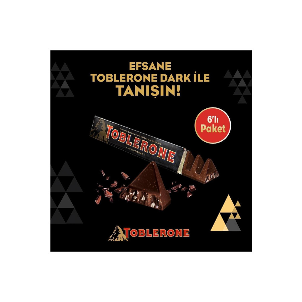 Toblerone Dark Bitter Çikolata 100g - 6lı Paket Çikolata ve Gofret Fiyatı