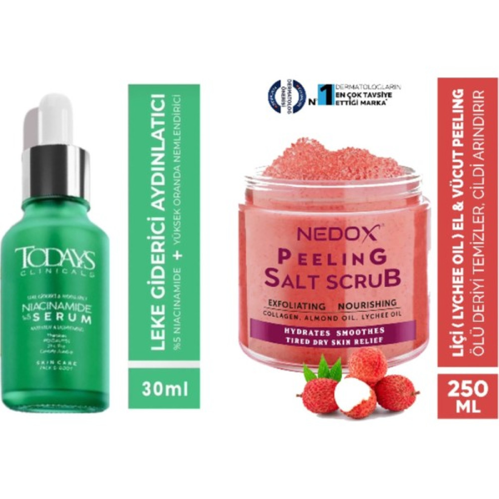 Todays Clinicals Aydınlatıcı Serum + Nedox liçi Besleyici, Arındırıcı ve Nemlendirici El & Vücut Peelingi 250 ml Oto Boyaları Fiyatı