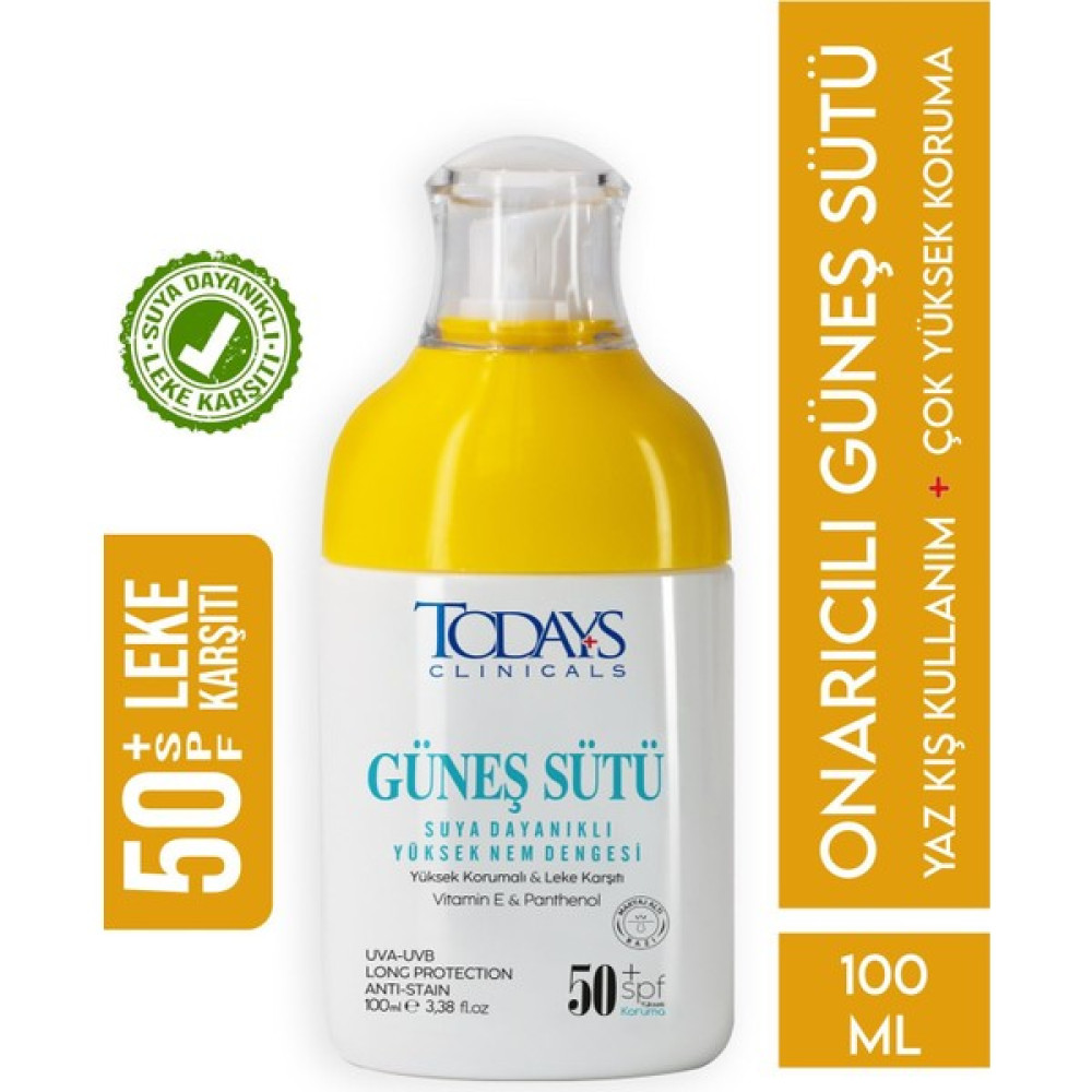 Todays Clinicals Güneş Sütü 50 + Spf Yüksek Koruma Leke Karşıtı + Vitamin E & Panthenol Güneş Kremleri ve Losyonları Fiyatı