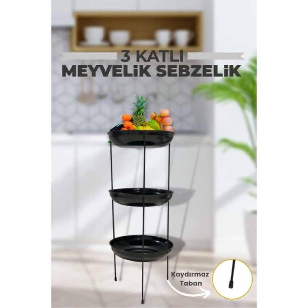 Tofipa Shop 3 Katlı Metal Meyvelik ve Sebzelik Yeni Tip Modern Meyvelik Saklama Kapları Fiyatı