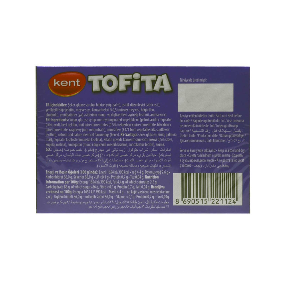 Tofita Şeker 47 gr 20'li Paket Böğürtlen Aromalı