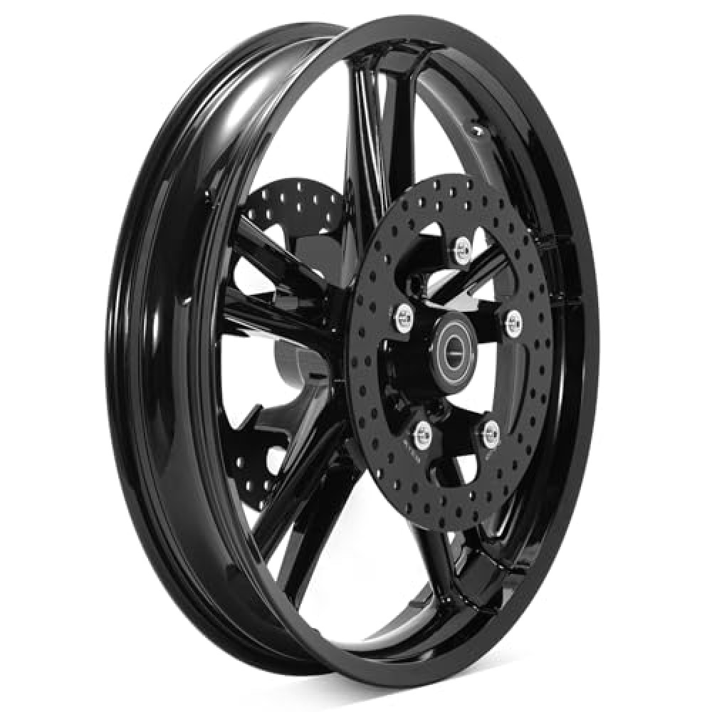 TOFR 21 inch Enforcer Front Wheel Rim Tubeless For Harley 2009-2023 Touring Bagger Road Glide Road King Electra Glide Ultra Limited Classic Street Glide Custom Special/W 11.8" Black Front Rotors