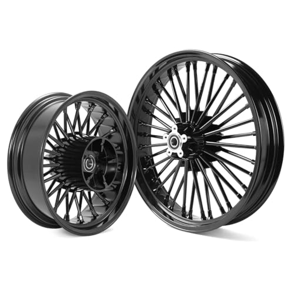 TOFR 21x3.5 16x5.5 Black Front Rear Wheels Rims 36 Fat King Spokes Tubeless For Harley Touring 2009-2023 FLHR Road King FLHX Street Glide FLTR Road Glide FLHT Electra Glide FLHTCU Ultra Classic
