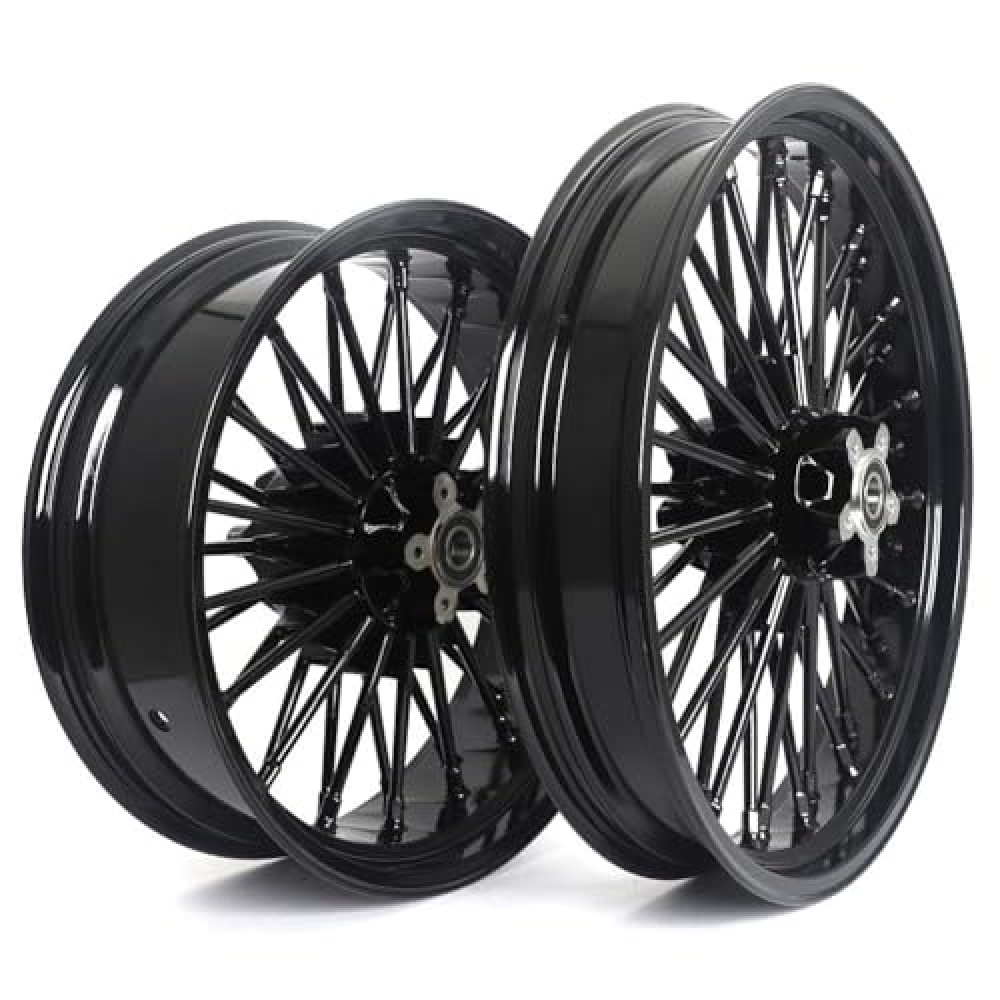 TOFR 21x3.5 18x5.5 Gloss Black Front Rear Rims Wheels 36 Fat Spokes Tubeless For Harley Softail Slim FLS 2018-2021 2019 2020