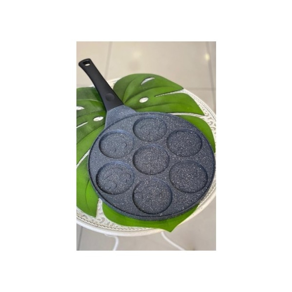 Togo Gülen Yüz Emojili Granit Pankek Waffle Tavası 7 Bölmeli Büyük Boy 28 cm Tavalar Fiyatı