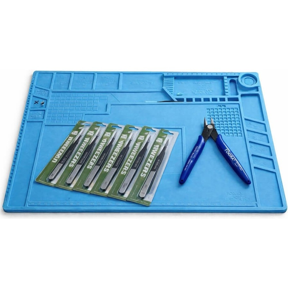 Tograt S160 Profesyonel Manyetik Silikon Tamir Pedi 45X30CM + 6 Adet Çelik Cımbız + Yan Keski - 1 Adet - Mavi Lehim & Havya Fiyatı