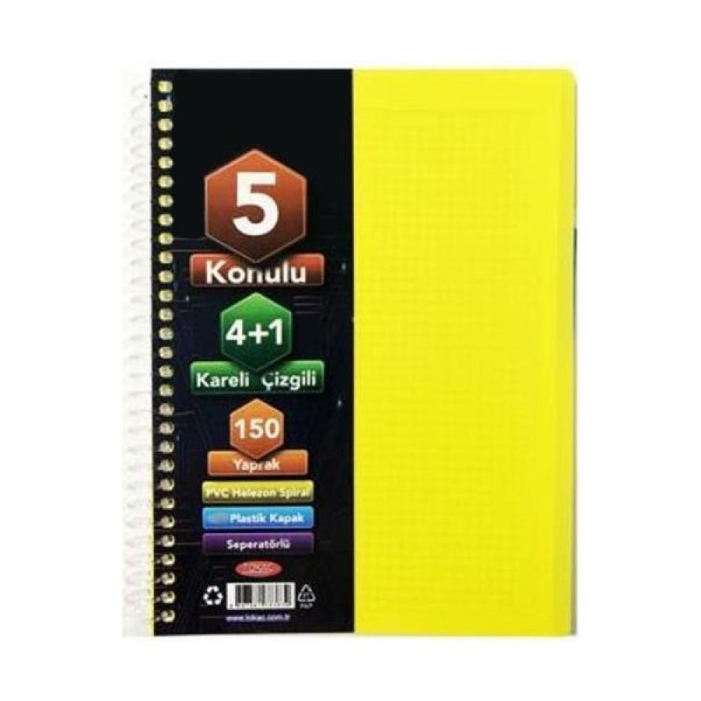 Tokaç 4 Kareli + 1 Çizgili Ayraçlı Defter A5 150 Yaprak Oto Boyaları Fiyatı