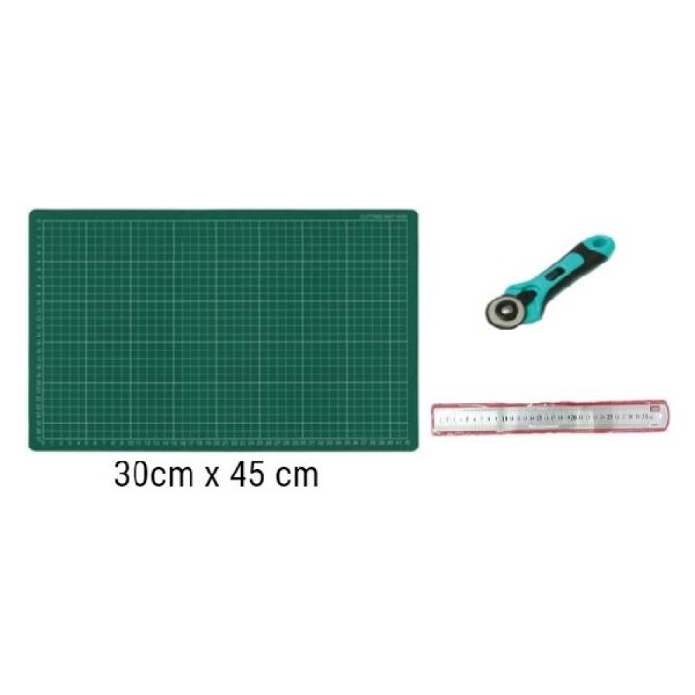 Tokia A3 Kesim Matı Tahtası Yuvarlak Bıçaklı Rulet ve 30 cm Çelik Cetvel Seti 30 x 45 cm Tayvan Makas Fiyatı