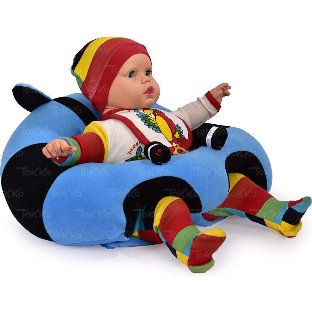 TOKKO Bebek Oturma Destek Minderi - Bebek Koltuğu - Büyük Bebek Oturağı Mavi Siyah - Büyük Boy - Renkli Diğer Fiyatı