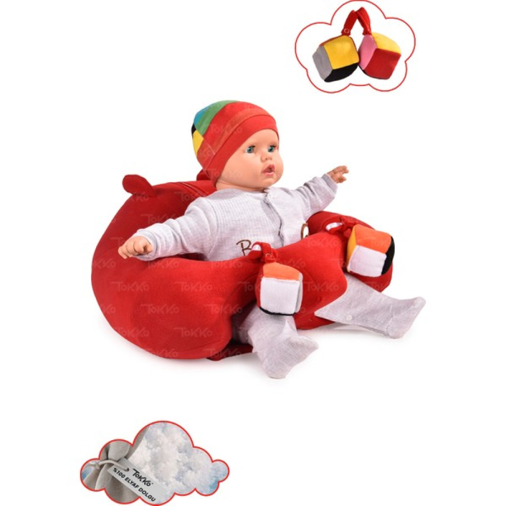 Tokko Oyuncaklı Bebek Oturma Destek Minderi - Devrilmez Bebek Koltuğu - Büyük Bebek Oturağı Kırmızı Bebek Güvenlik Fiyatı