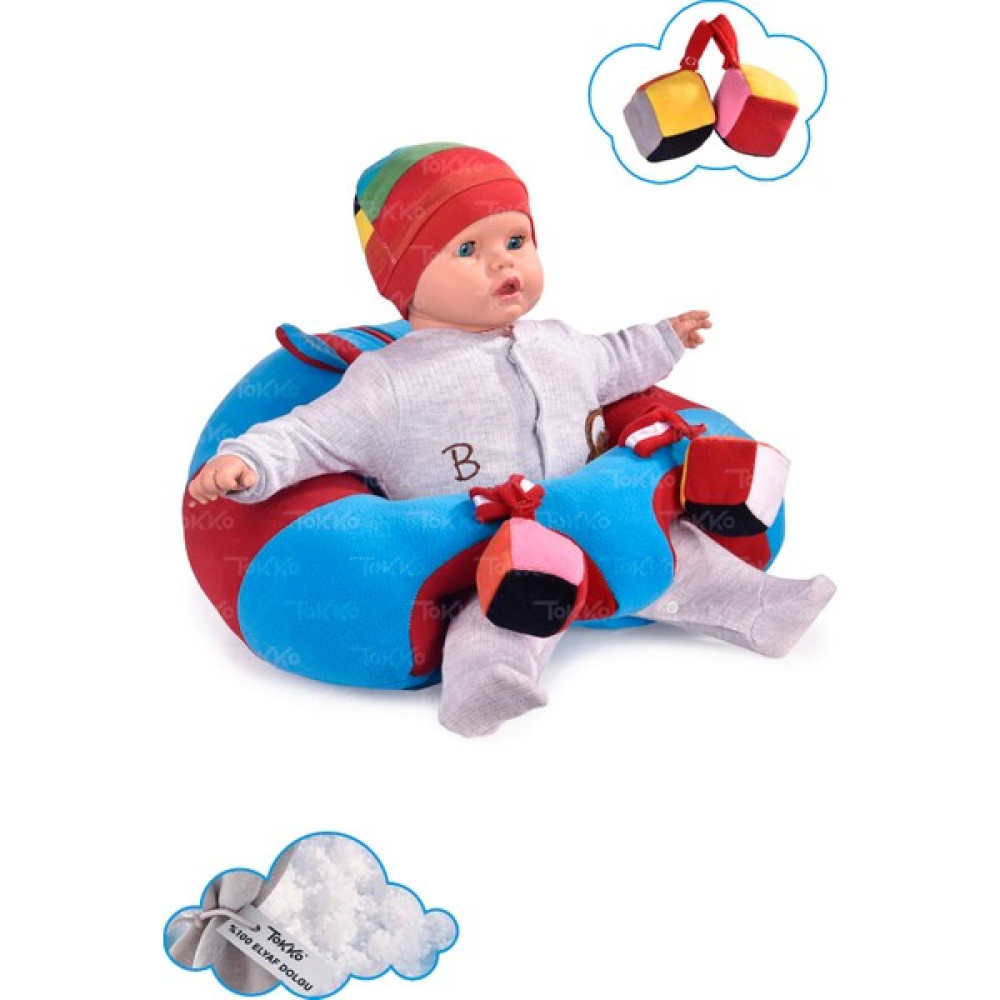 TOKKO Oyuncaklı Bebek Oturma Destek Minderi - Devrilmez Bebek Koltuğu - Büyük Bebek Oturağı Mavi Kırmızı Bebek Güvenlik Fiyatı