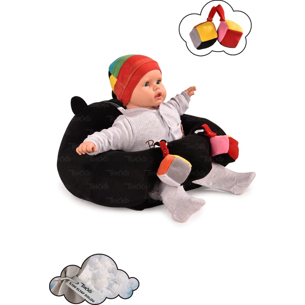 Tokko Oyuncaklı Bebek Oturma Destek Minderi - Devrilmez Bebek Koltuğu - Büyük Bebek Oturağı Siyah Anne Bebek Oyuncak Fiyatı