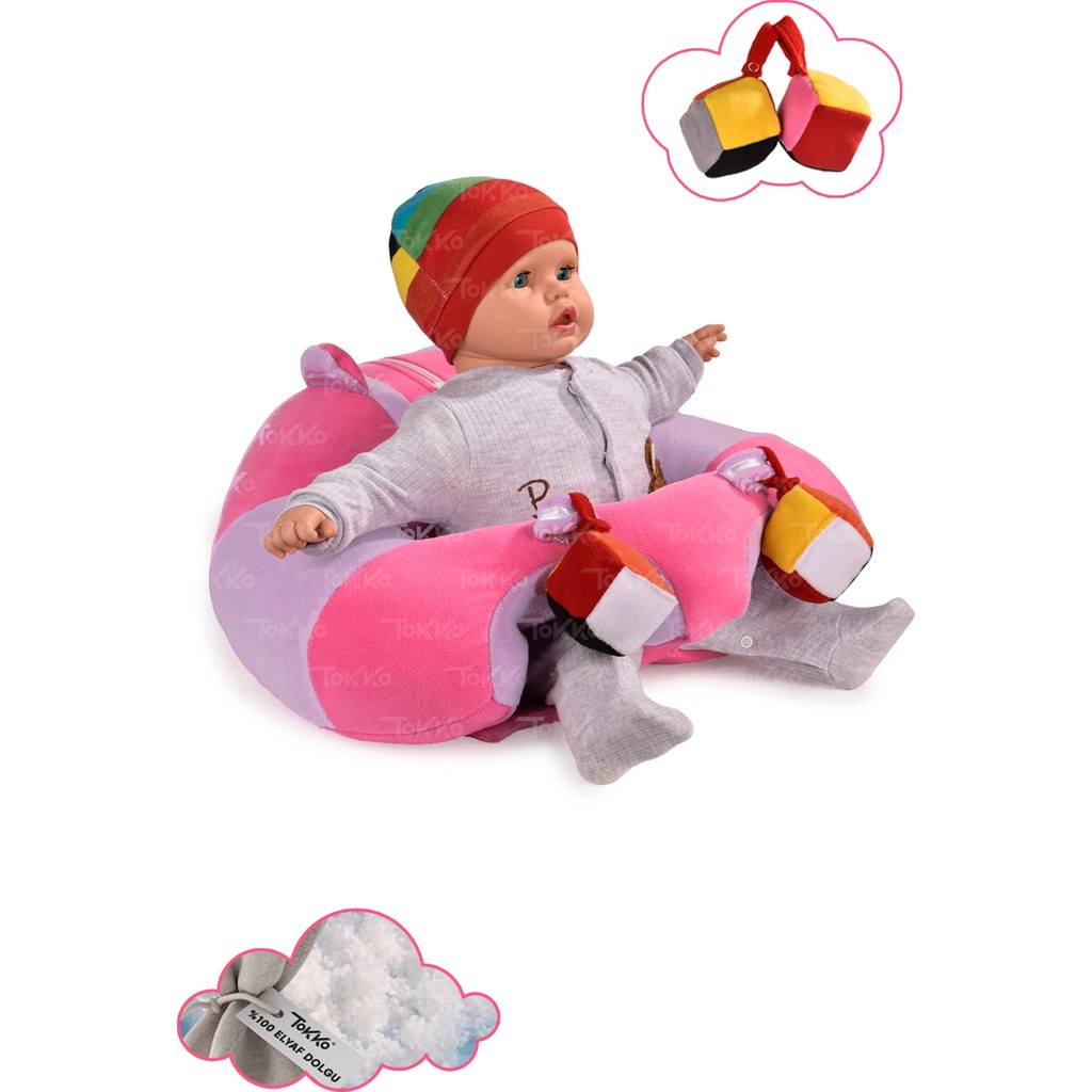Tokko Oyuncaklı Devrilmez Bebek Oturma Destek Minderi Pembe Lila Anne Bebek Oyuncak Fiyatı
