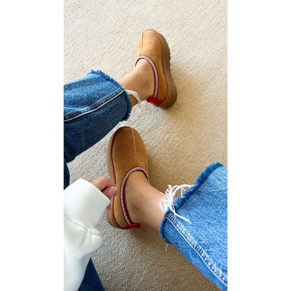 TOLİA Taba Süet Yarım Bot Içi Tüylü Düz Taban Kadın Ayakkabı 37 Beden Unisex Sandalet Fiyatı