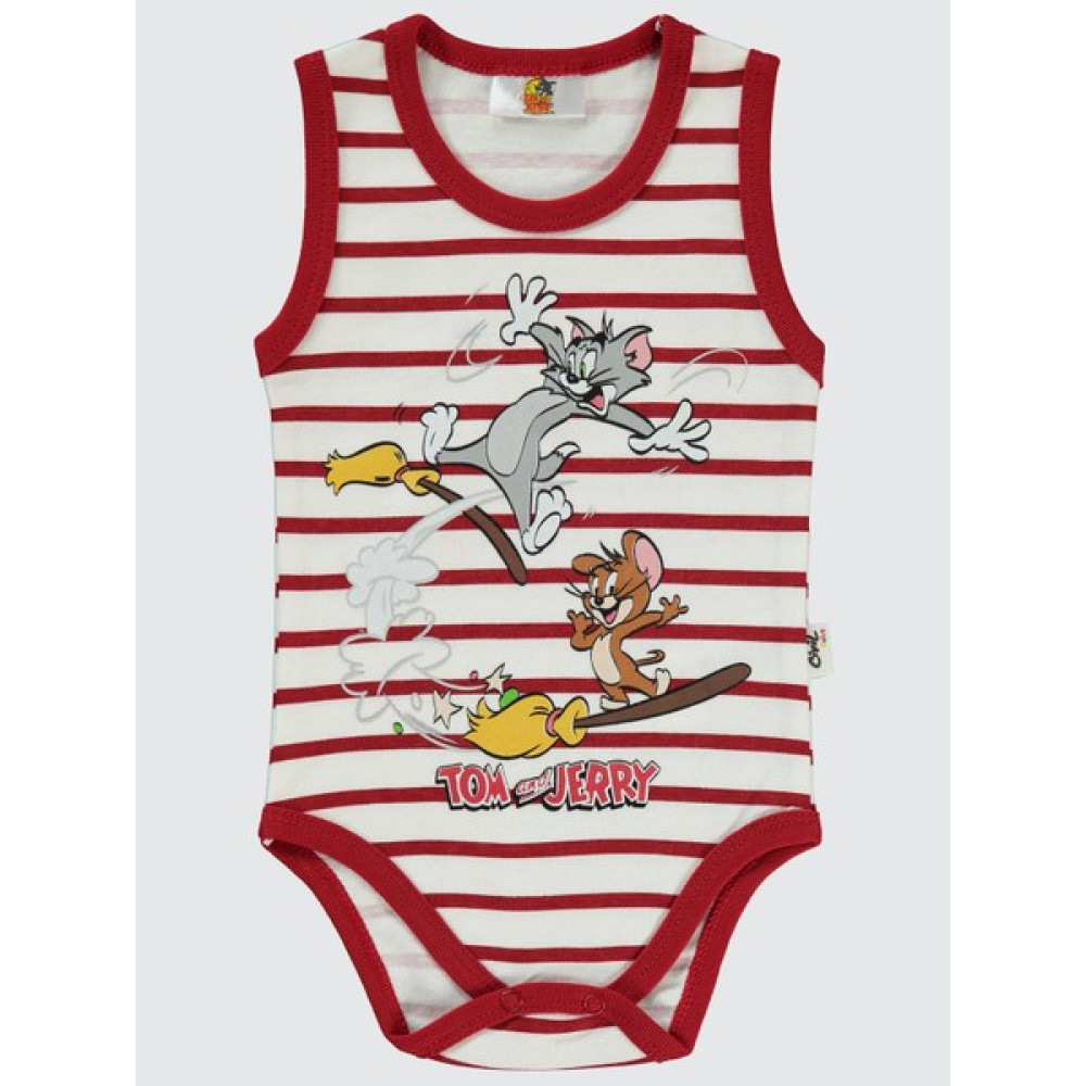 Tom And Jerry Erkek Bebek Çıtçıtlı Badi 1-18 Ay Kırmızı Bebek Body Fiyatı