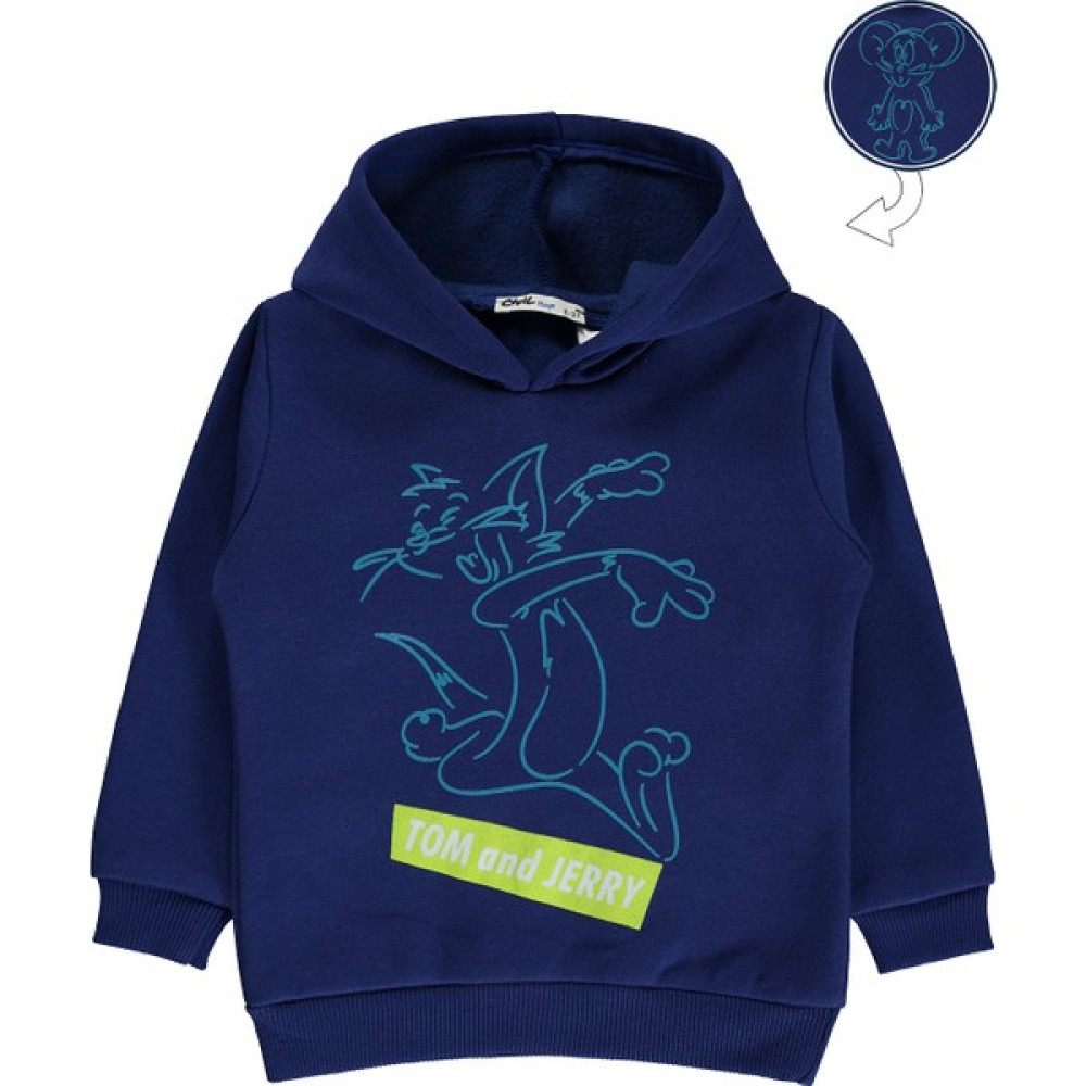 Tom And Jerry Erkek Çocuk Kapüşonlu Sweatshirt 2-5 Yaş Açık Lacivert Erkek Çocuk Sweatshirt Fiyatı