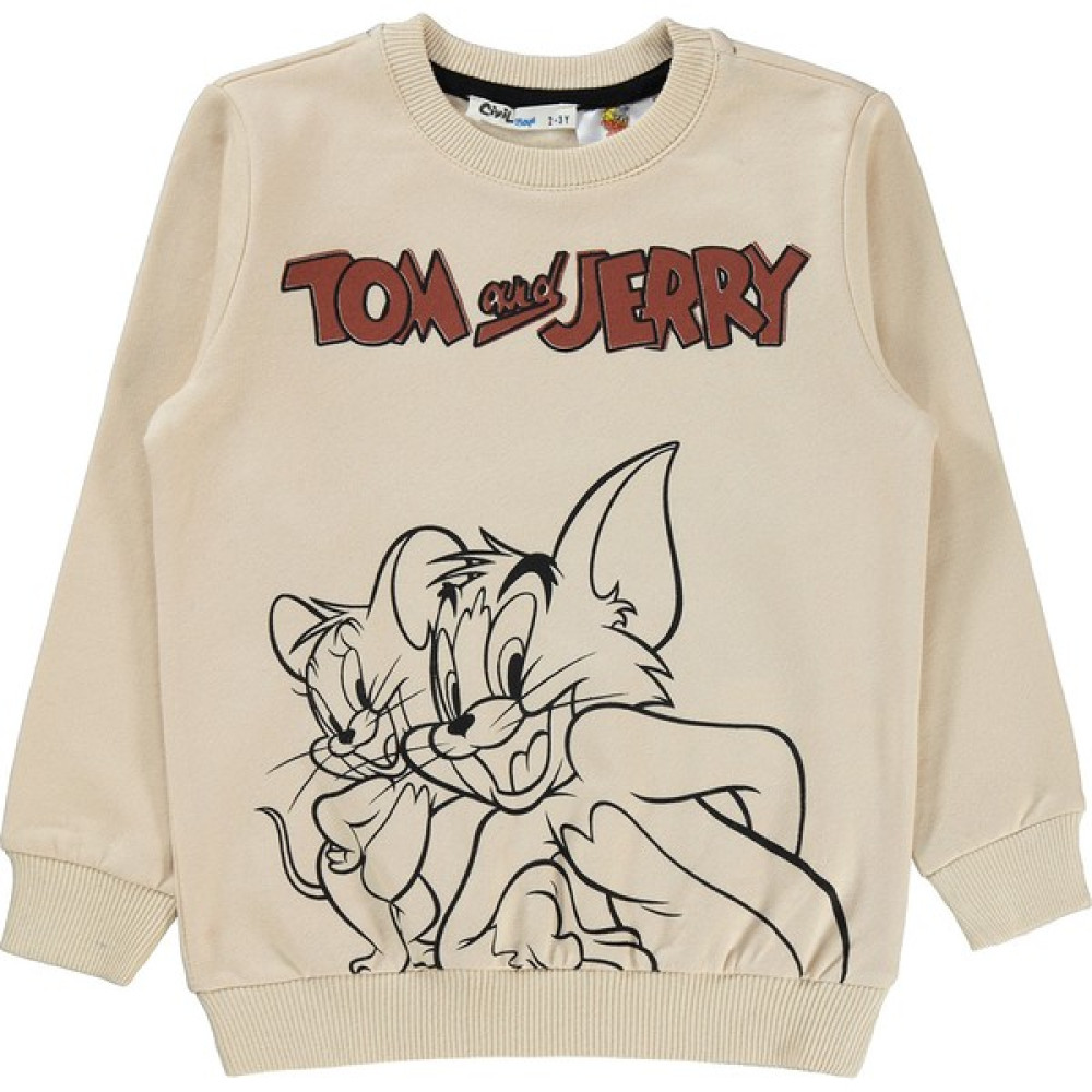 Tom And Jerry Erkek Çocuk Sweatshirt 2-5 Yaş Taş Rengi Erkek Çocuk Sweatshirt Fiyatı