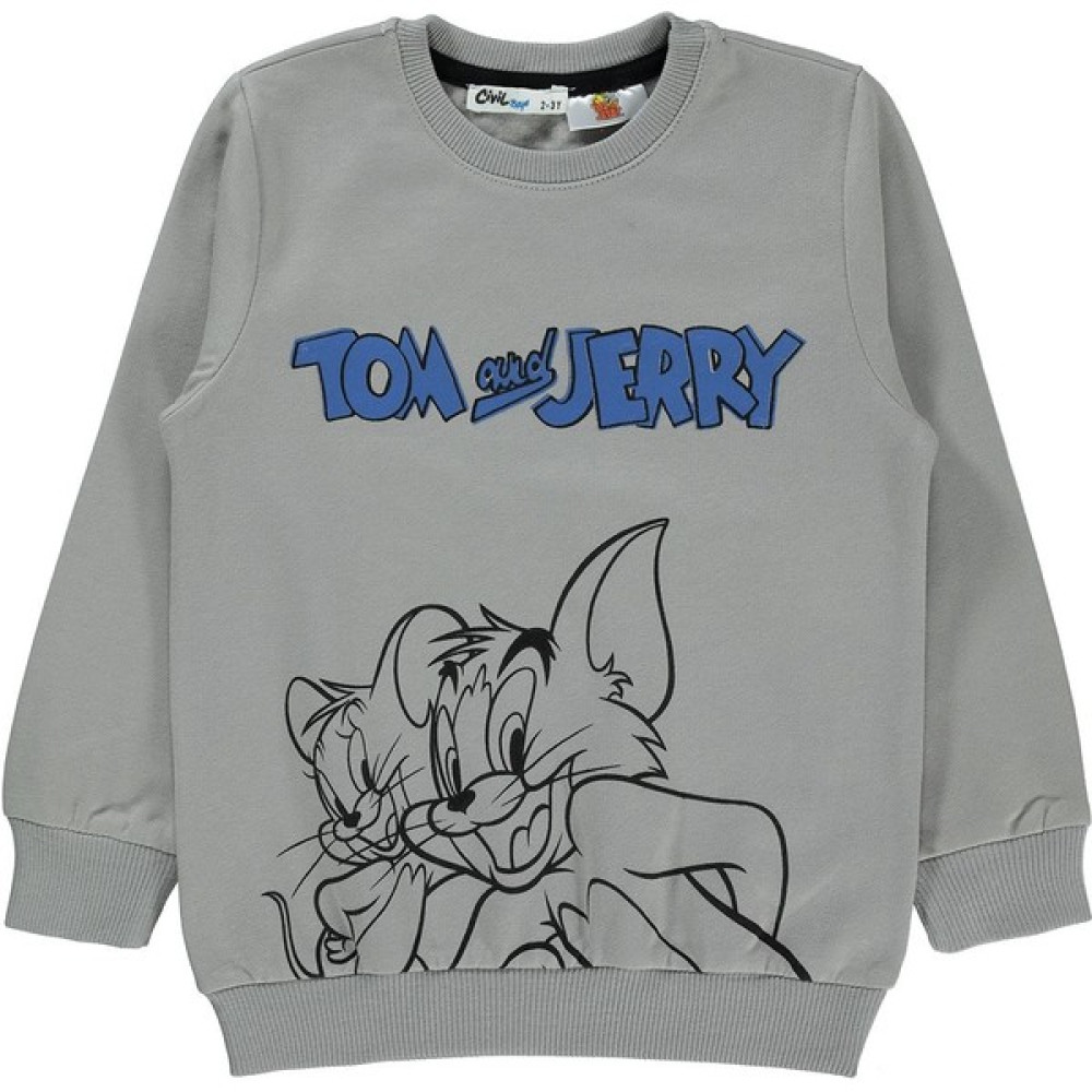 Tom And Jerry Tom Abd Jerry Erkek Çocuk Sweatshirt 2-5 Yaş Gri Erkek Çocuk Sweatshirt Fiyatı