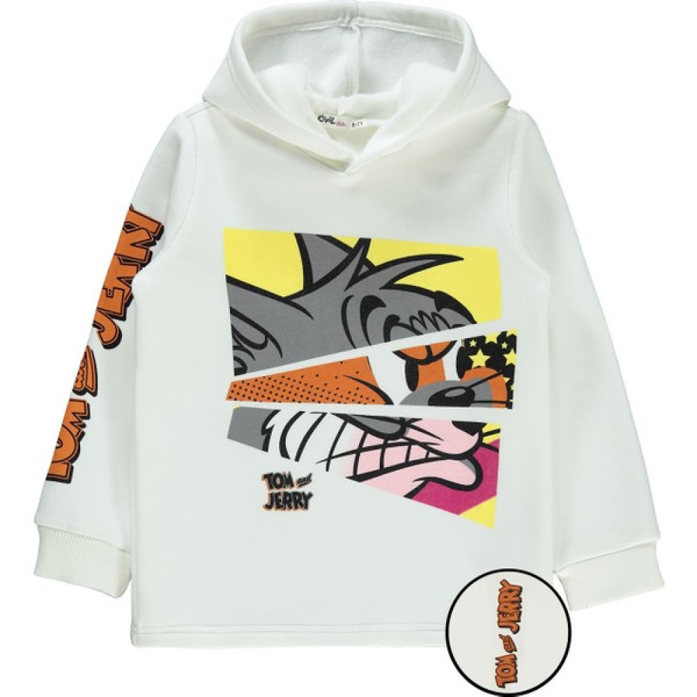 Tom And Jerry Tom ve Jerry Kız Çocuk Kapüşonlu Sweatshirt 6-9 Yaş Ekru Kız Çocuk Sweatshirt Fiyatı