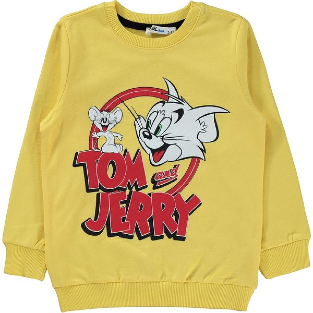 Tom ve Jerry Erkek Çocuk Sweatshirt 2-5 Yaş Sarı Erkek Çocuk Sweatshirt Fiyatı