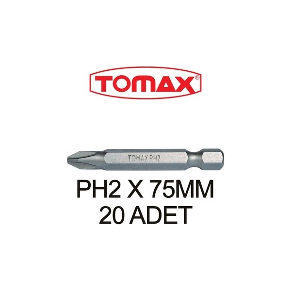 Tomax PH2X75mm Yıldız Bits Uç 20 Adet - Gri Diğer Fiyatı