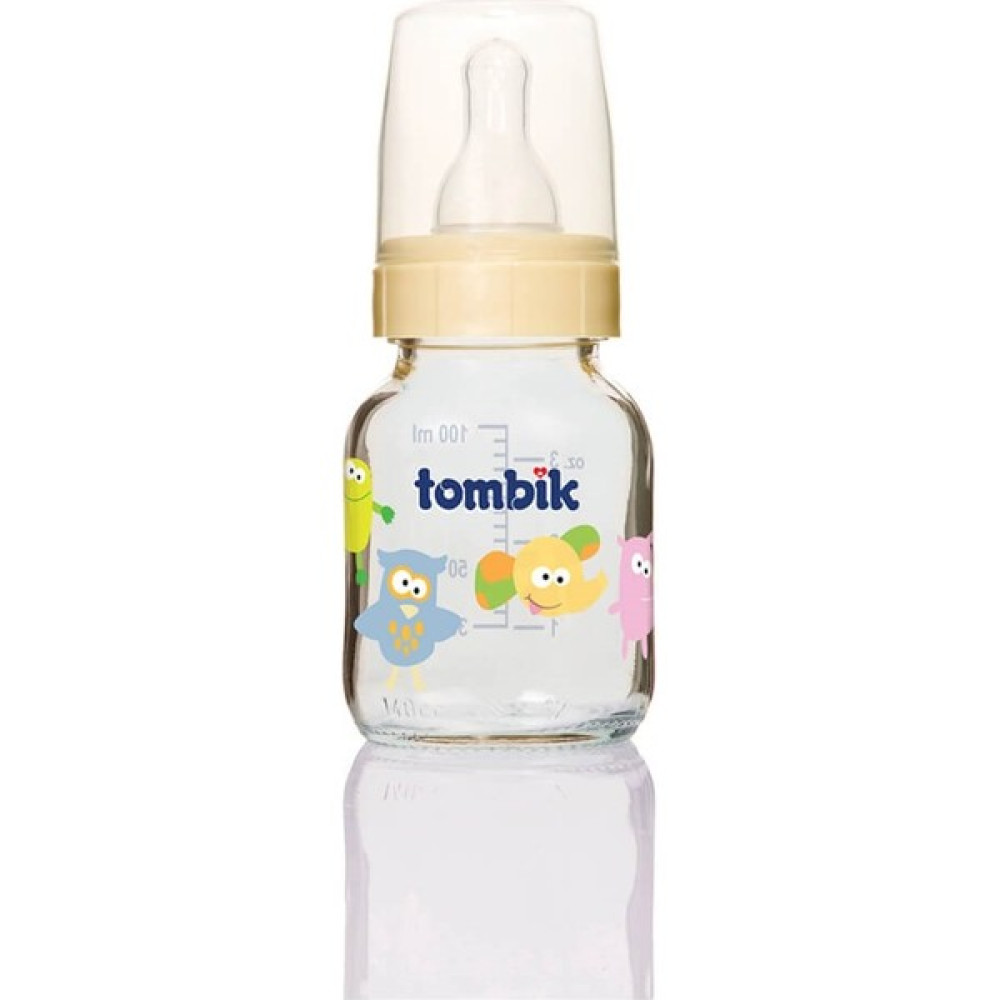 Tombik Şaşkın Hayvancıklar Serisi Cam Biberon 100 ml / Ekru Biberon Fiyatı