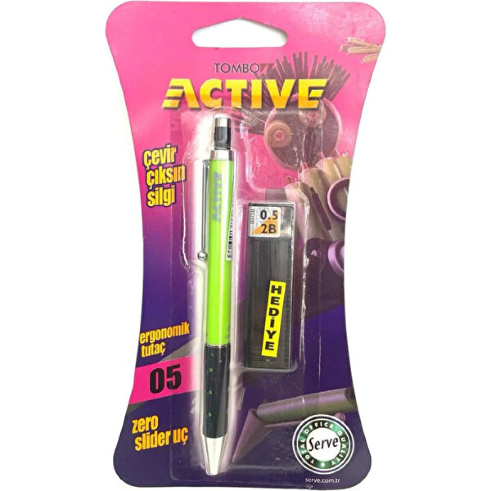 Tombow Actıve Versatil Kalem 0.5 & Tombow 0,5 2b Uç Hediyeli Yeşil Kurşun Kalem Ucu (Min) Fiyatı