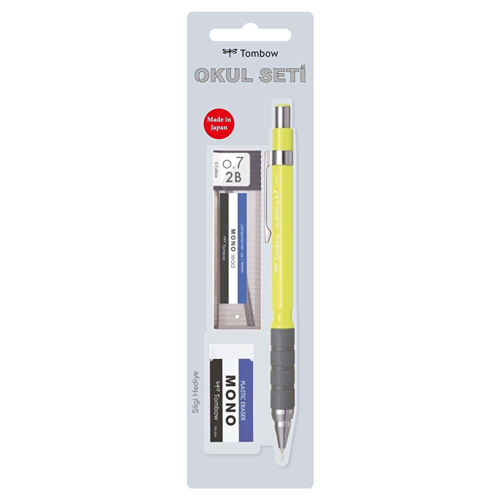 Tombow Grip Neon 0.7 Mekanik Kurşun Kalem + Kalem uçu + Silgi Okul Seti Neon Sarı Mekanik Kurşun (Versatil) Kalem Fiyatı