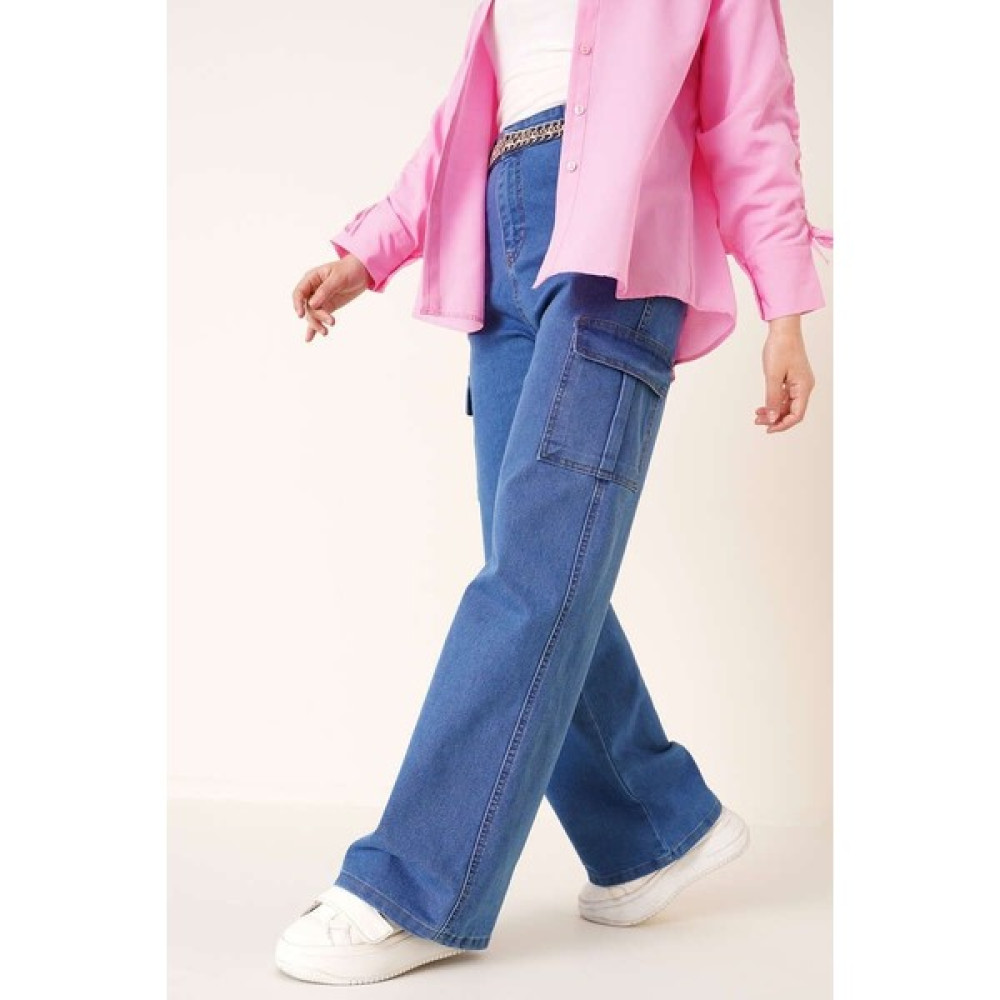 Tomiross Enjoy Kargo Cepli Bol Paça Pantolon ENJOY-3572 Bayan Jeans / Kot Pantolon Fiyatı
