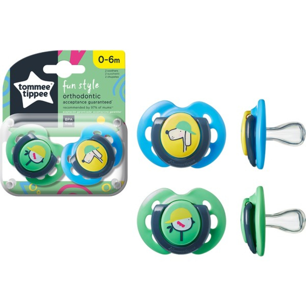 Tommee Tippee Fun Style 2'li Ortodontik Silikon Emzik 0-6 Ay Yeşil - 0 - 6 Ay Emzik Fiyatı