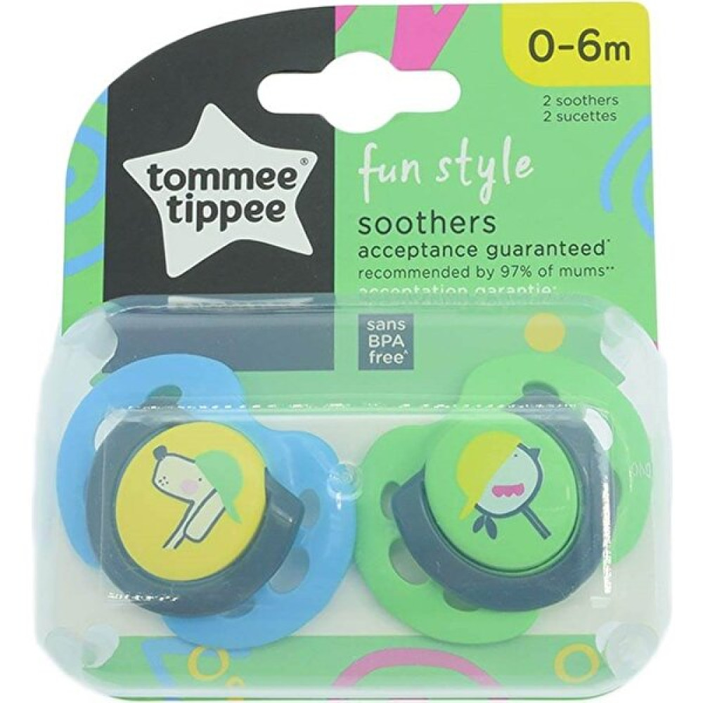 Tommee Tippee  Fun Style Orthodontic Emzik 2 Adet 0-6 Ay Yeşil Kuş Emzik Fiyatı