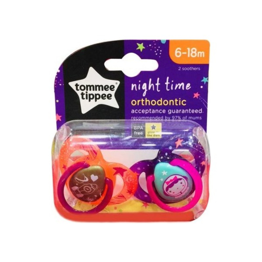 Tommee Tippee Ortodontik Gece Emziği 2'li 6 - 18 Ay - Mor - Kırmızı Emzik Fiyatı