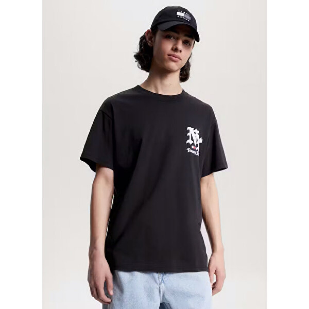 Tommy Jeans Bisiklet Yaka Düz Siyah Erkek T-Shirt DM0DM17744BDS Erkek T-shirt Fiyatı