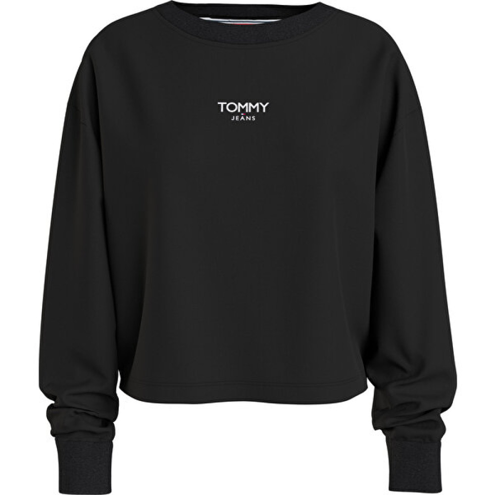 Tommy Jeans Bisiklet Yaka Siyah Kadın Sweatshırt DW0DW16393BDS Bayan Sweatshirt Fiyatı