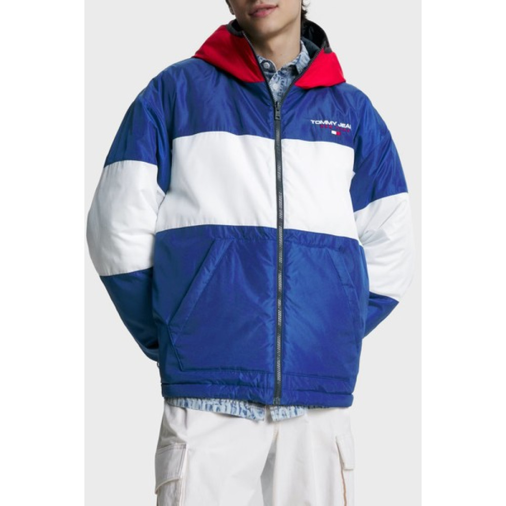 Tommy Jeans Çift Taraflı Relaxed Fit Kapüşonlu Şişme Mont Erkek Mont DM0DM16625 C9B Erkek Mont Fiyatı