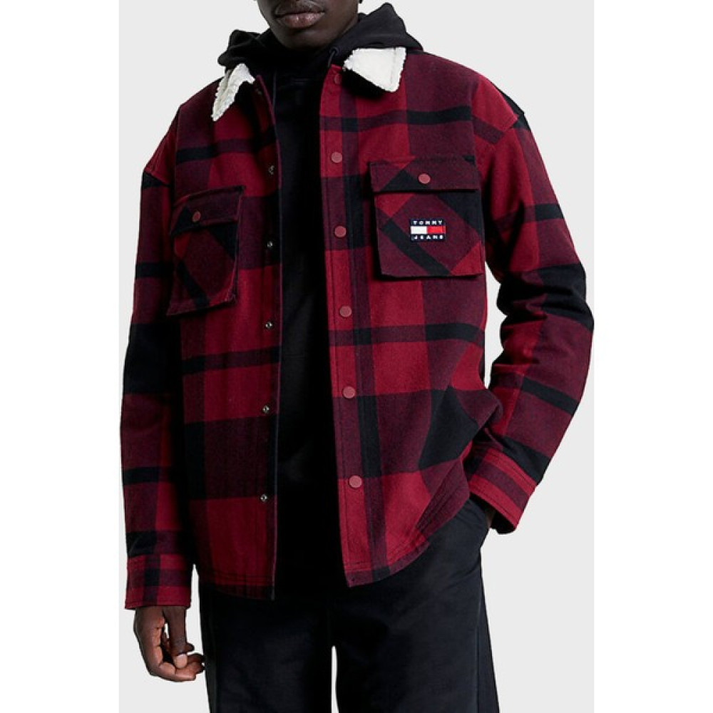 Tommy Jeans Ekose Desenli Yakası Kürklü Regular Fit Astarlı Gömlek Ceket Erkek Gömlek Ceket DM0DM17250 Xjs Erkek Ceket Fiyatı