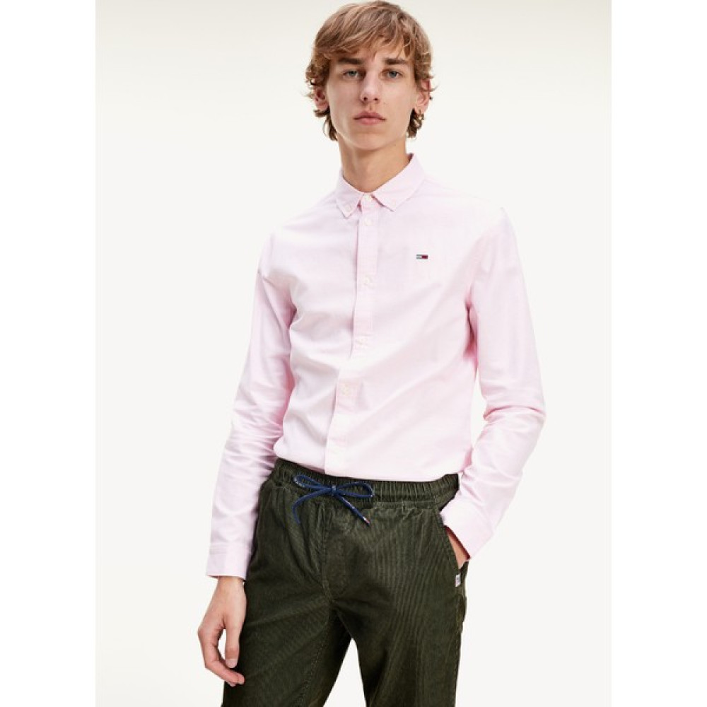 Tommy Jeans Slim Fit Düz Pembe Erkek Gömlek - DM0DM09420-TN9 _Tjm Stretch Oxford Erkek Gömlek Fiyatı