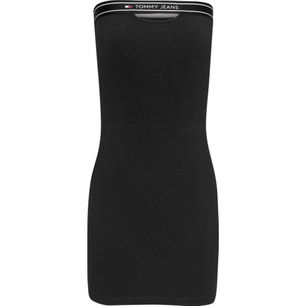 Tommy Jeans Straplez Yaka Düz Siyah Kısa Kadın Elbise Tjw Tapıng Cut Out Bandeau Dress Elbise Fiyatı