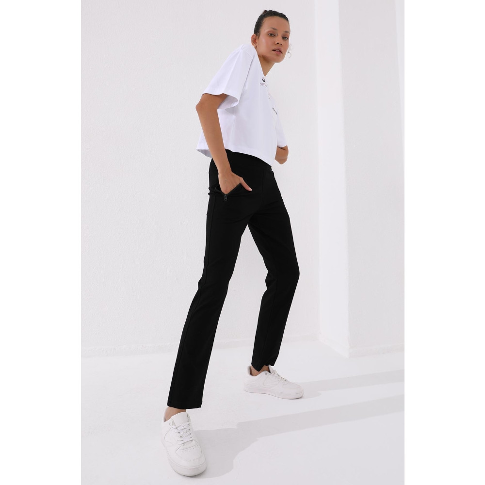TOMMY LIFE Klasik Cep Fermuarlı Siyah Bayan Eşofman Alt 94195 M Beden Kadın Eşofman Fiyatı