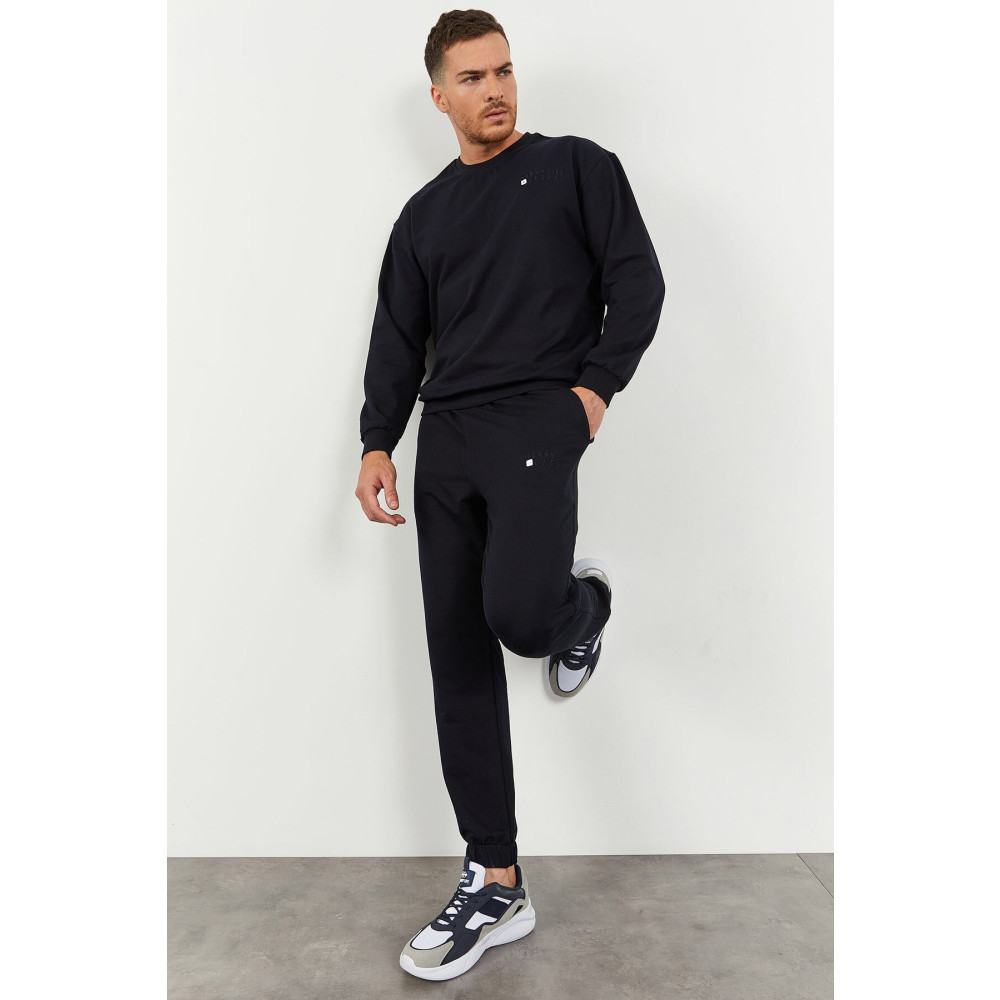 TOMMY LIFE Lacivert Erkek Casual O Yaka Oversize Lastik Paça Eşofman Takımı - 85120 M Beden Kadın Eşofman Fiyatı